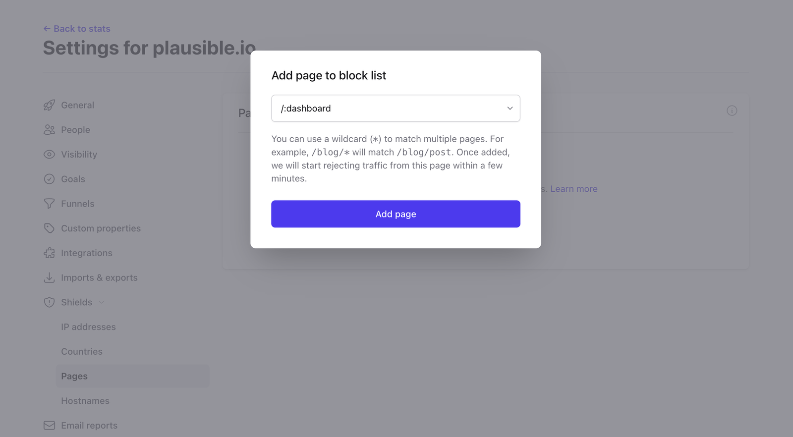 Shields pages blocked
